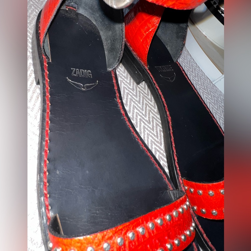Zadig & Voltaire Alta Croc Embossed Sandals - Picture 4 of 12